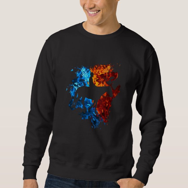 Horse Red Blue Fire Equestrian Horseback Riding 1 Sweatshirt (Vorderseite)
