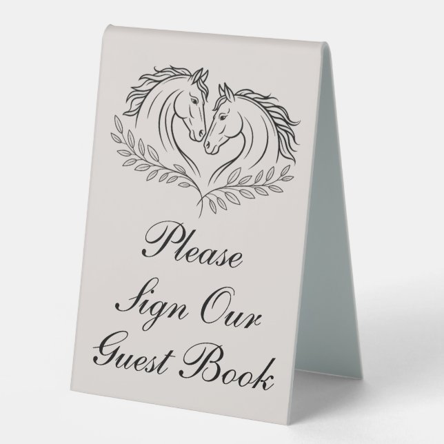 Horse Rustic Elegant Country Wedding Guest Book  Tischaufsteller (Vorderseite)