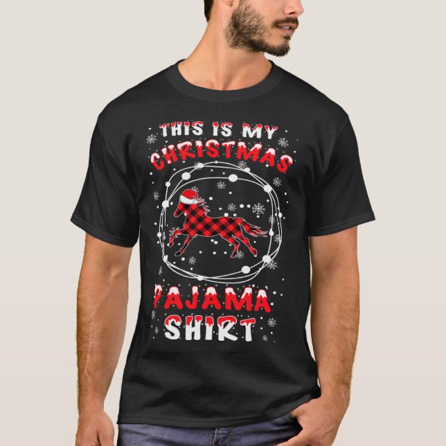 Horse   Santa Hat Christmas Pyjama Saying  Ide T-Shirt (Vorderseite)