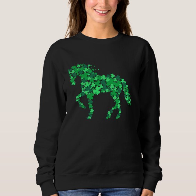 Horse Shamrock Horseback Riding Equestrian  Patric Sweatshirt (Vorderseite)
