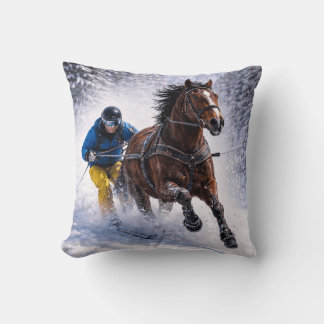 Horse Skijoring | Winterpferd | Kissenbezug Kissen