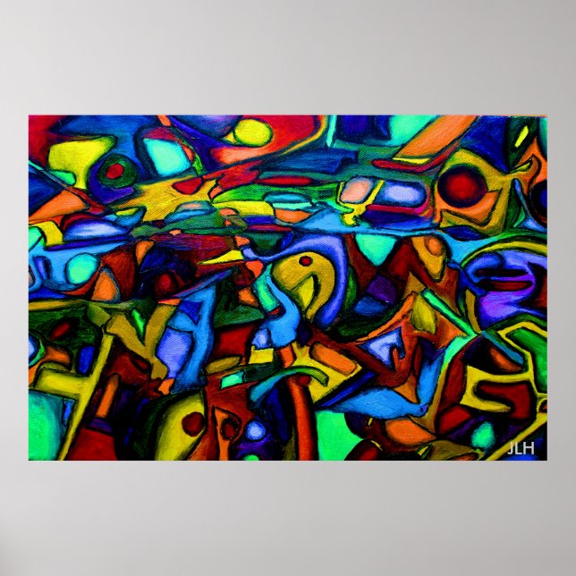 Horse Skull on an Orange Spike painting Poster (Vorne)