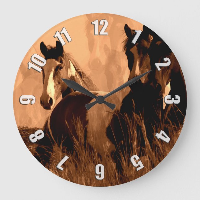 Horse Spirits Große Wanduhr (Vorderseite)
