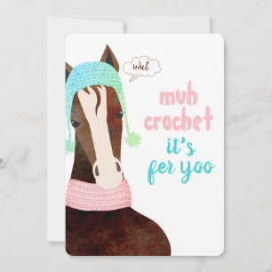 Horse Strickfaser Weihnachtshahn Feiertagskarte