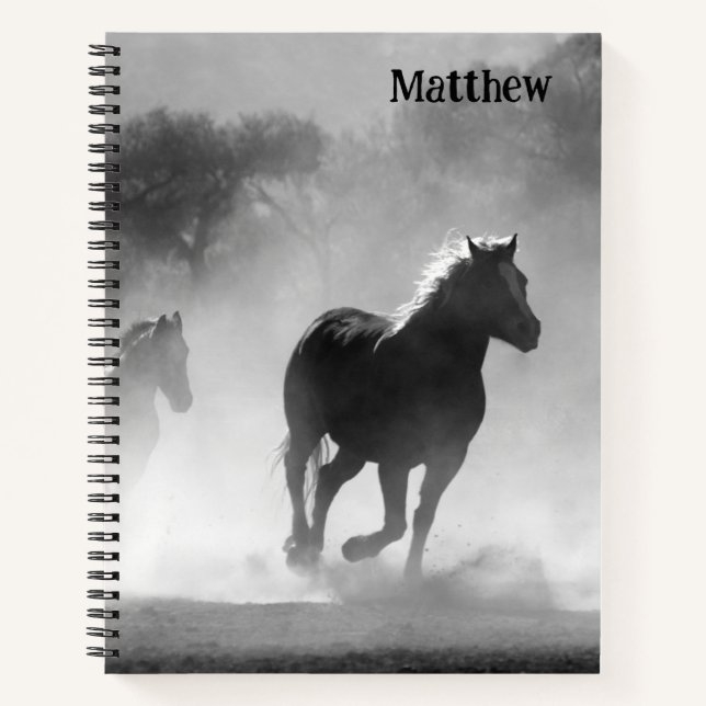Horse Themed Notebook Personalisiert mit Name Notizbuch (Vorderseite)