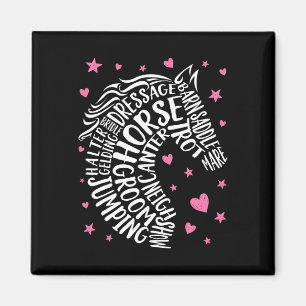 Horse Typografy Art Reitsport Magnet
