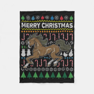 Horse Ugly Christmas Sweater Wildlife Series Fleecedecke