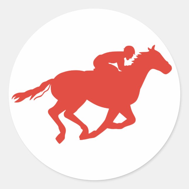 Horse und Jockey Runder Aufkleber (Vorderseite)
