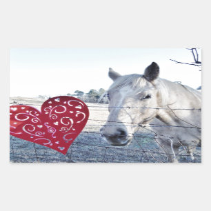 HORSE Valentinherz Rechteckiger Aufkleber
