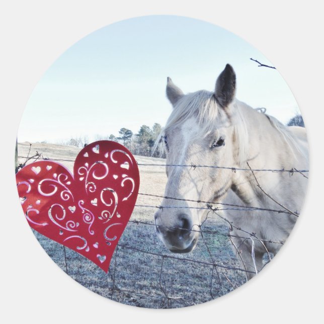 HORSE Valentinherz Runder Aufkleber (Vorderseite)