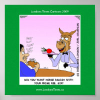Horse Waiters Funny Cartoom Posters