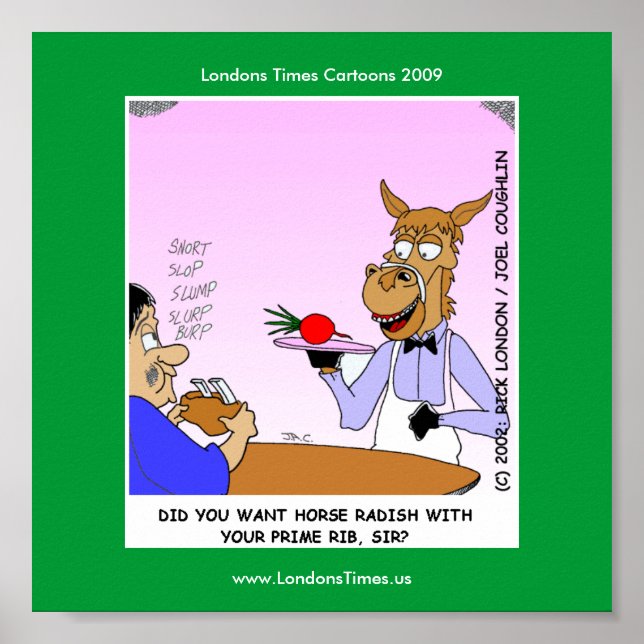 Horse Waiters Funny Cartoom Posters Poster (Vorne)