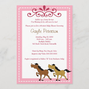 HORSE Western Cowgirl 5x7 Baby shower Invitation