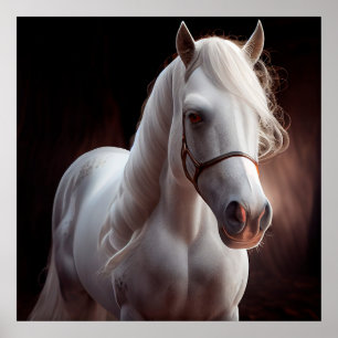 Horse White Poster