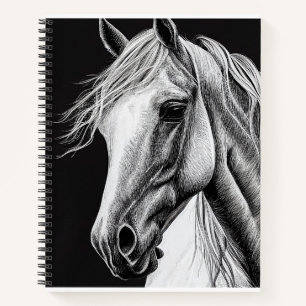 Horse Wild Nature Animal Illustration Zeichnend Ku Notizbuch