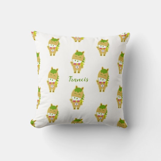 Horse Year Lucky Cute Personalized Throw Pillow Kissen (Vorderseite)
