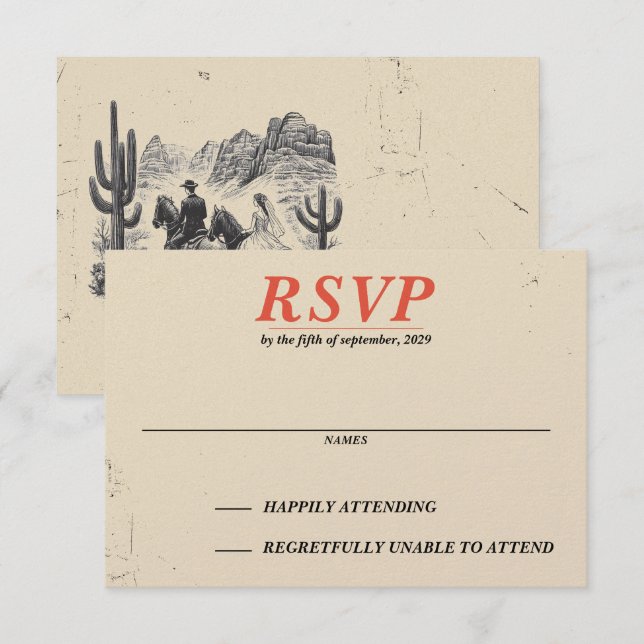 Horseback Canyon Couple RSVP Karte (Vorne/Hinten)