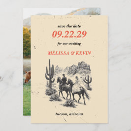Horseback Canyon Couple Save the Date