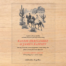 Horseback Canyon Couple Wedding Acryleinladungen