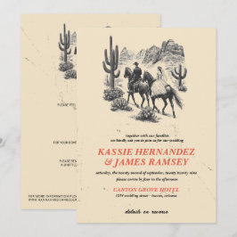 Horseback Canyon Couple Wedding Einladung