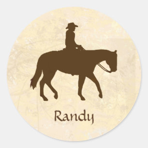 Horseback Cowboy Personalisiert Runder Aufkleber