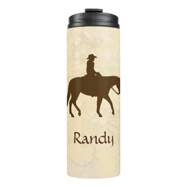 Horseback Cowboy Personalisiert Thermosbecher (Vorderseite)
