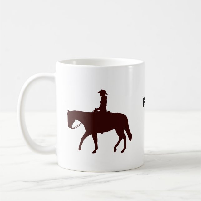 Horseback Cowgirl Personalisiert Kaffeetasse (Links)