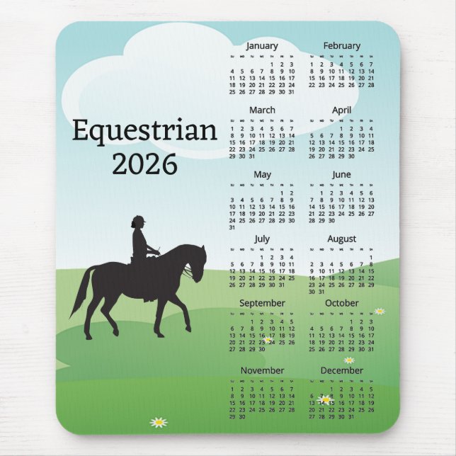 Horseback Riding Design 2026 Calendar Mouse Pad Mousepad (Vorne)