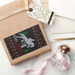 Horseback Riding Jumping Frohe Weihnachten Rechteckiger Aufkleber