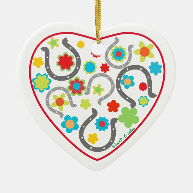 Horsehoe Herz-Verzierung Keramik Ornament (Vorne)