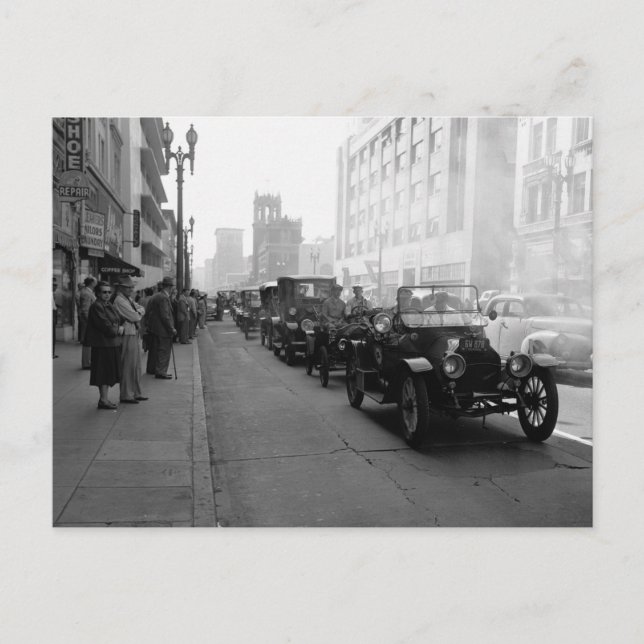 Horsellose Wagenparade, Los Angeles, 1951 Postkarte (Vorderseite)