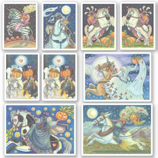 HORSEMAN HORSEWOMAN HALLOWEEN AUFKLEBER (Vorderseite)