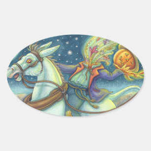 HORSEMAN SCARECROW & MULE STICKERS Oval