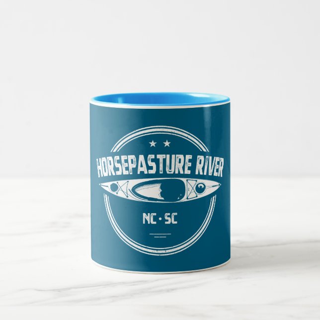 Horsepasta River North Carolina Kayaking Zweifarbige Tasse (Mittel)