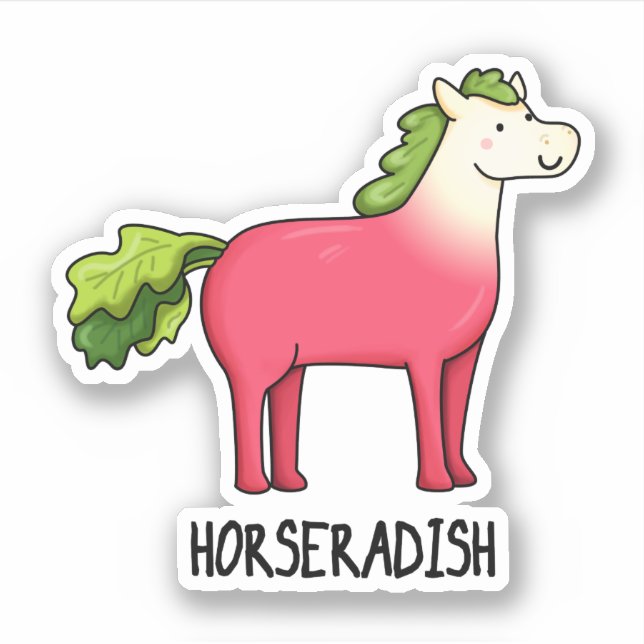 Horseradish Funny Horse Pub Aufkleber (Vorderseite)