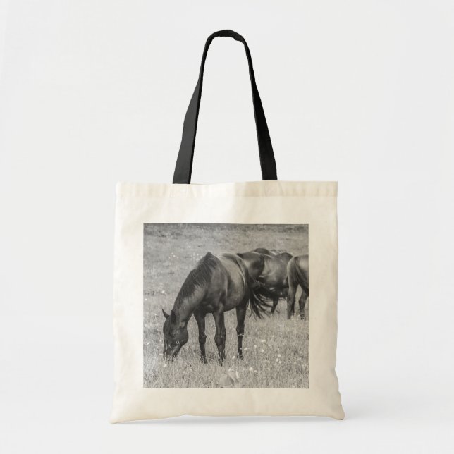 HORSEs Animals B&W Budget Tasche (Vorne)