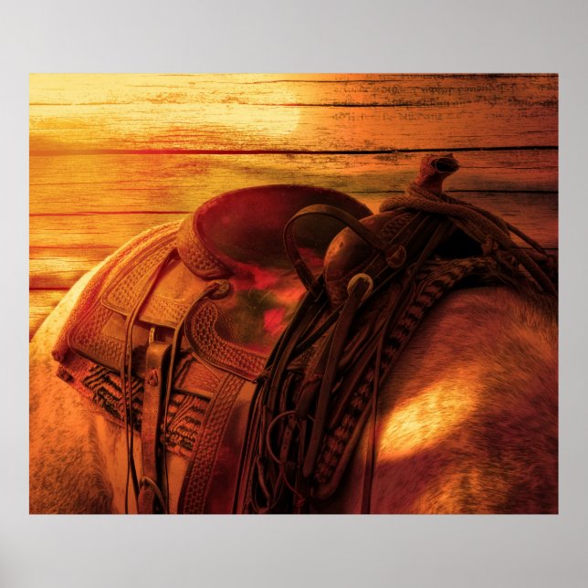 Horse's back with western saddle poster (Vorne)