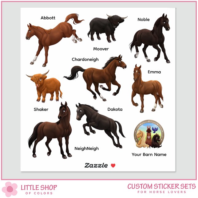 Horses Highland Cows Farm Custom-Cut Vinyl Sticker (Von Creator hochgeladen)
