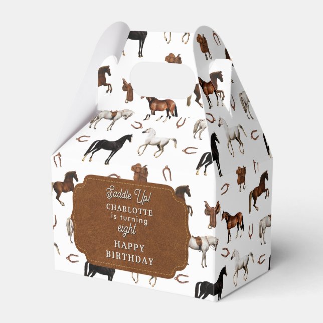 Horses Horseshoe Horse Saddles Birthday Geschenkschachtel (Vorderseite)