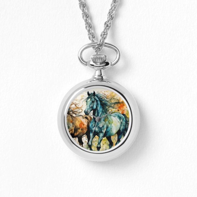 Horses in the Pasture Armbanduhr (Vorderseite)