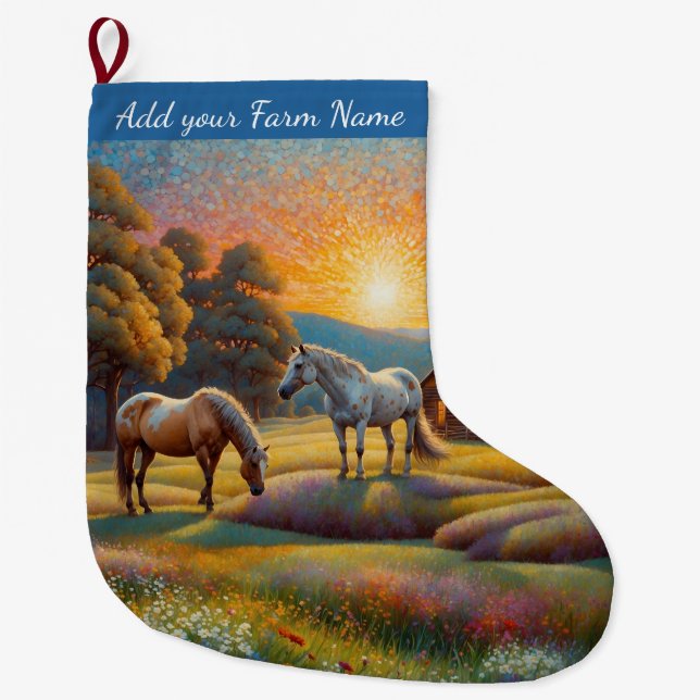 Horses on Farm Großer Weihnachtsstrumpf (Vorderseite)