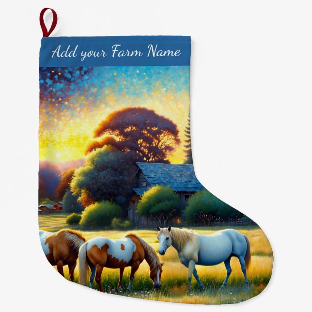 Horses on Farm Großer Weihnachtsstrumpf (Vorderseite)