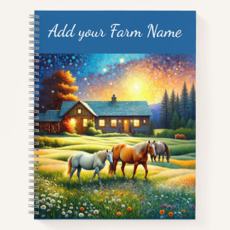 Horses on Farm Wildflower Meadow Notizbuch