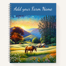 Horses on Farm Wildflower Meadow Notizbuch