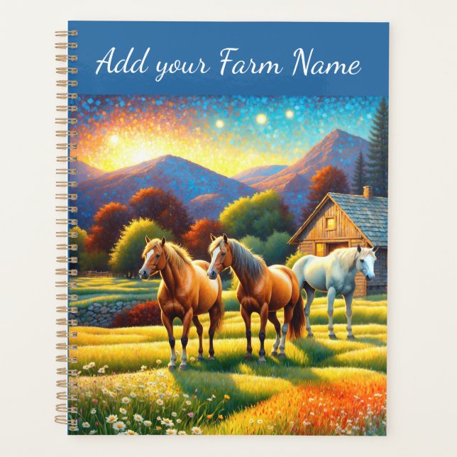 Horses on Farm Wildflower Meadow Planer (Vorderseite)