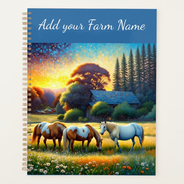 Horses on Farm Wildflower Meadow Planer (Vorderseite)