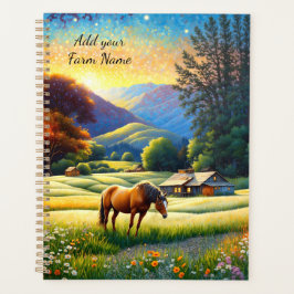 Horses on Farm Wildflower Meadow Planer