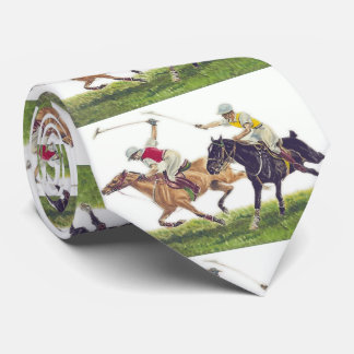 Horses Polo Players Print Necktie Krawatte