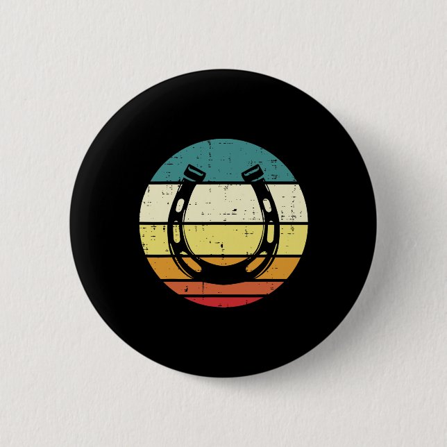 Horsescute Ss Niedlich Ss Sunset Retro Horseback Button (Vorderseite)