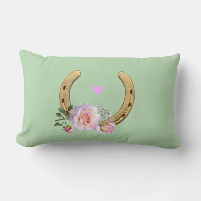 Horseshoe and flowers on light green lendenkissen (Vorderseite)